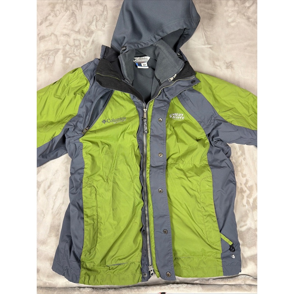 Columbia Vertex Bud Light Interchange Jacket Mens Medium Green Grey 3-in-1 Coat